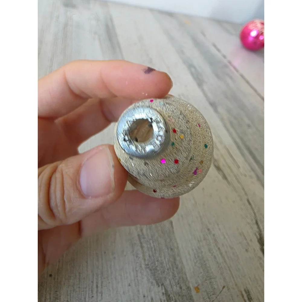 Vintage franke confetti barrel Mica ornament lantern Xmas tree rainbow